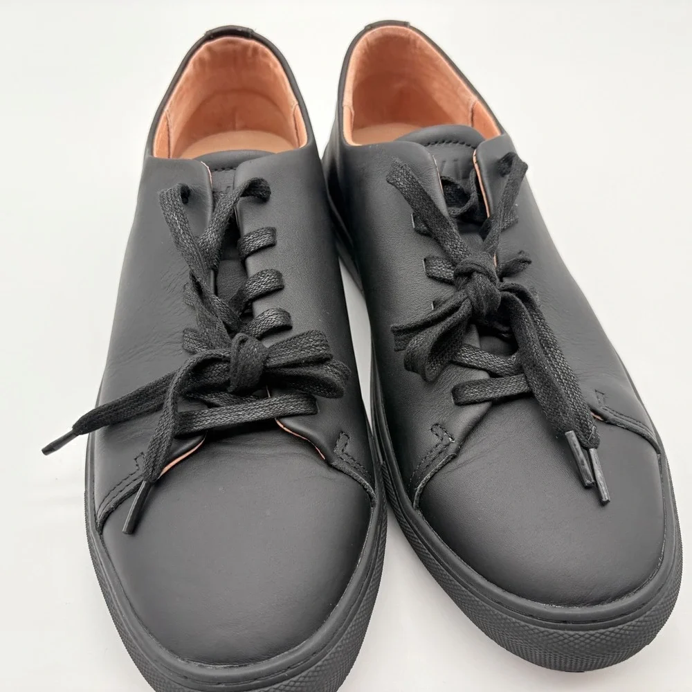 BYLT Lux Low Sneakers Mens Size 8.5 Black Leather Lace Up Shoes